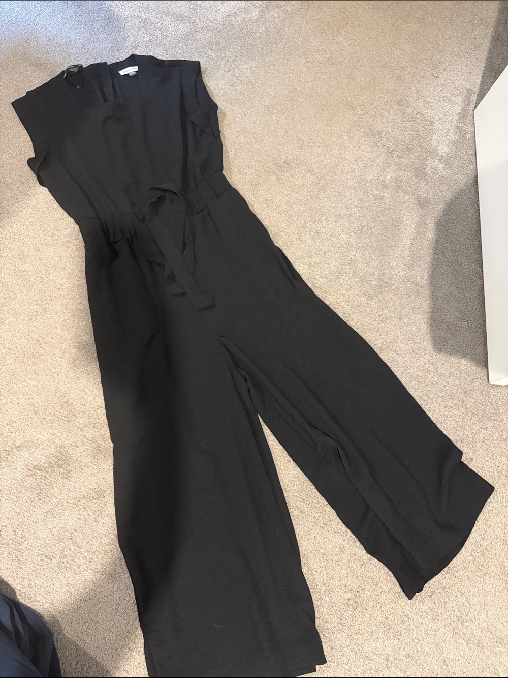 Calvin Klein Black Sleeveless Wide-Leg Tie-Waist Jumpsuit